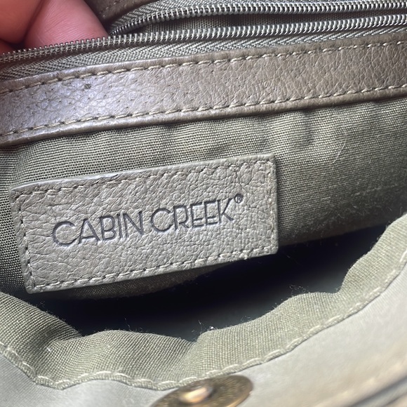 Cabin Creek Olive Green Stamped Leather Shoulder Bag - Picture 9 of 10